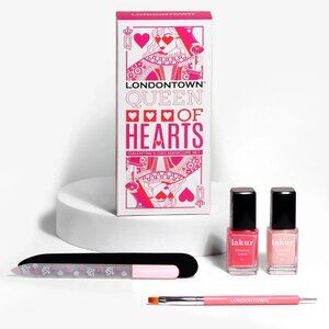 Londontown Queen of Hearts Galentine Manicure Set 2 polish, Glass File, Art Tool